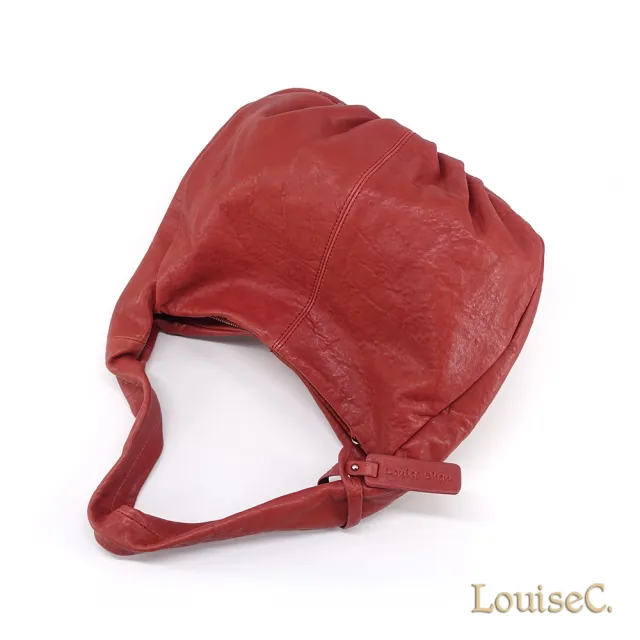【LouiseC.】雙11 Tree House 水洗羊皮 多隔層 肩背真皮包 磚紅色 LC2741-01