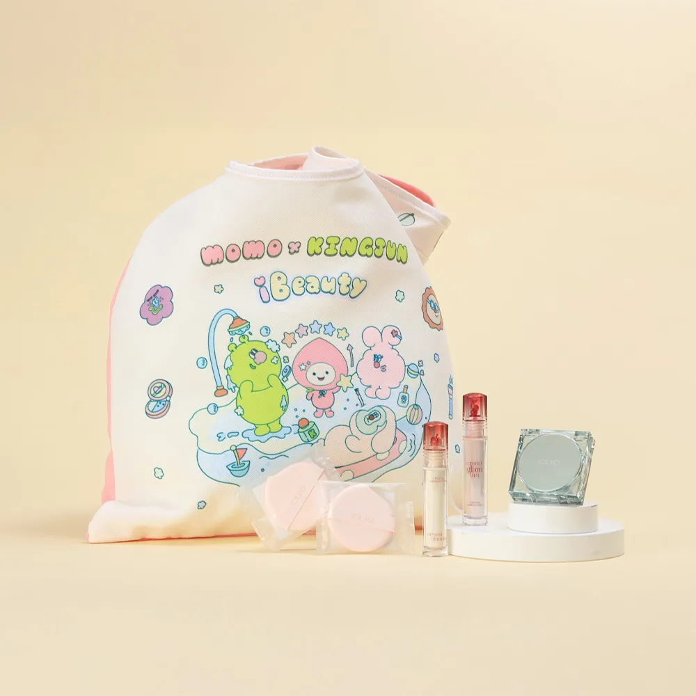 【CLIO 珂莉奧】官方直營 防沾染氣墊光潤唇釉聯名組(小氣墊x1+唇釉x2+粉撲x2)(momo X KINGJUN美妝聯名袋)