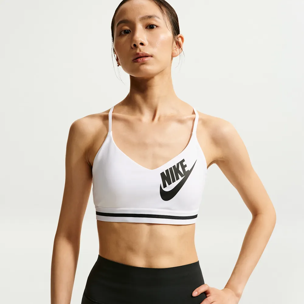 【NIKE 耐吉】運動內衣 女 輕度支撐 慢跑 瑜珈 AS W NK INDY LS LOGO BRA 白 IM9923-100