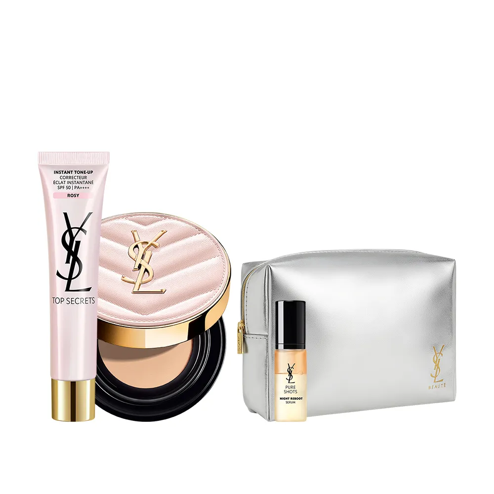 【YSL】官方直營 超模光感無瑕底妝組(粉氣墊12g +妝前乳40ml)