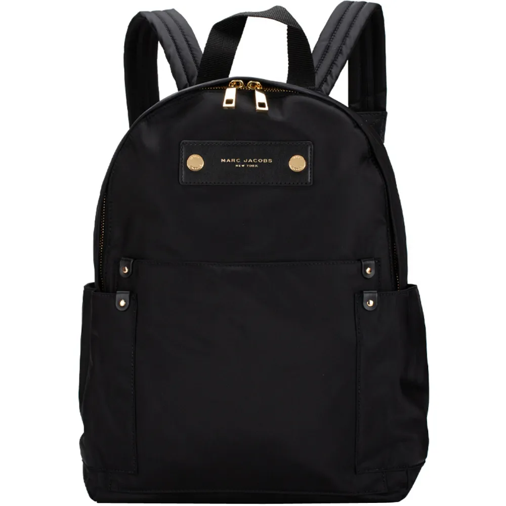 【MARC JACOBS】黑色尼龍雙側袋+前口袋大款後背包