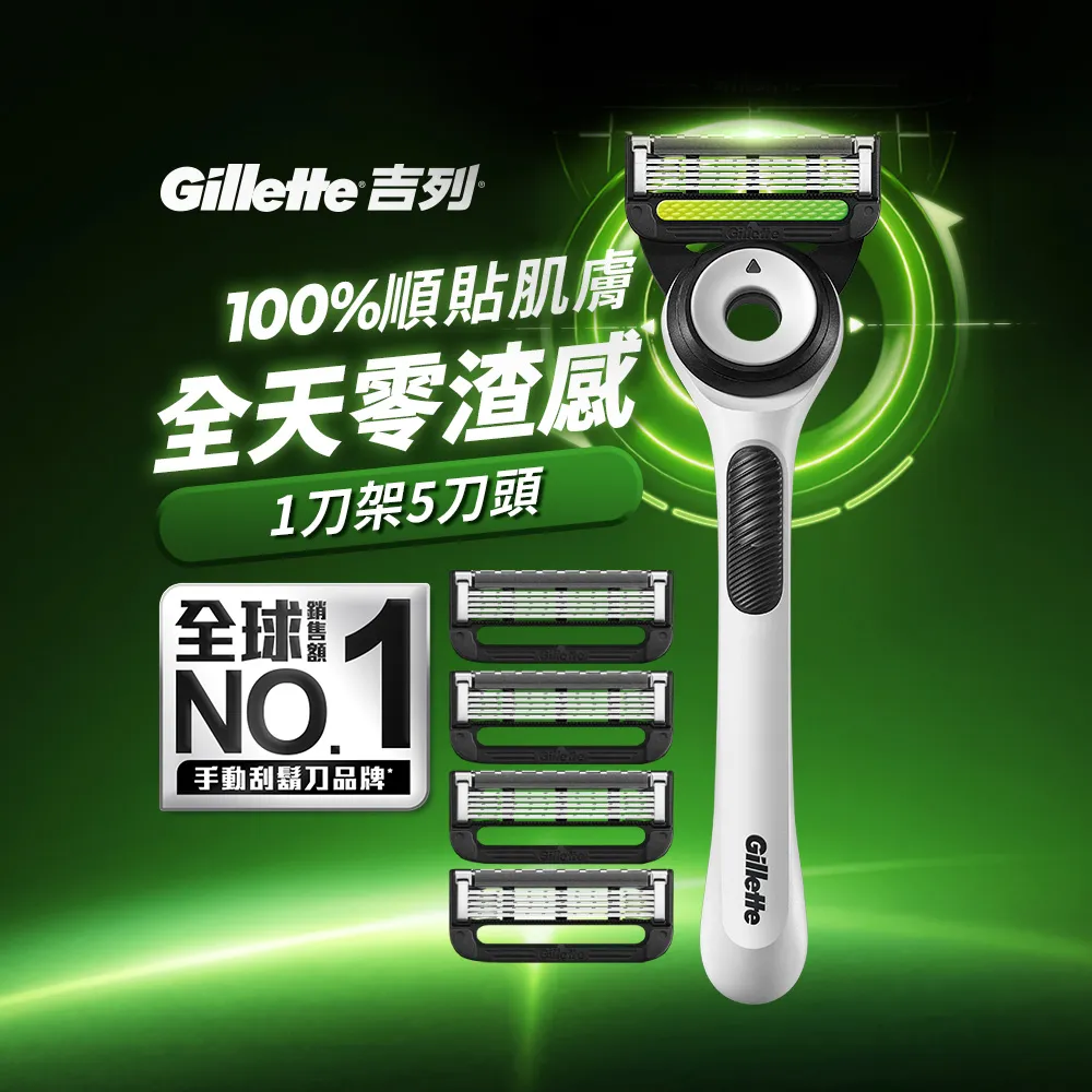【Gillette 吉列】★新上市陳傑憲推薦★Labs 極光系列刮鬍刀 極光白(1刀架5刀頭)