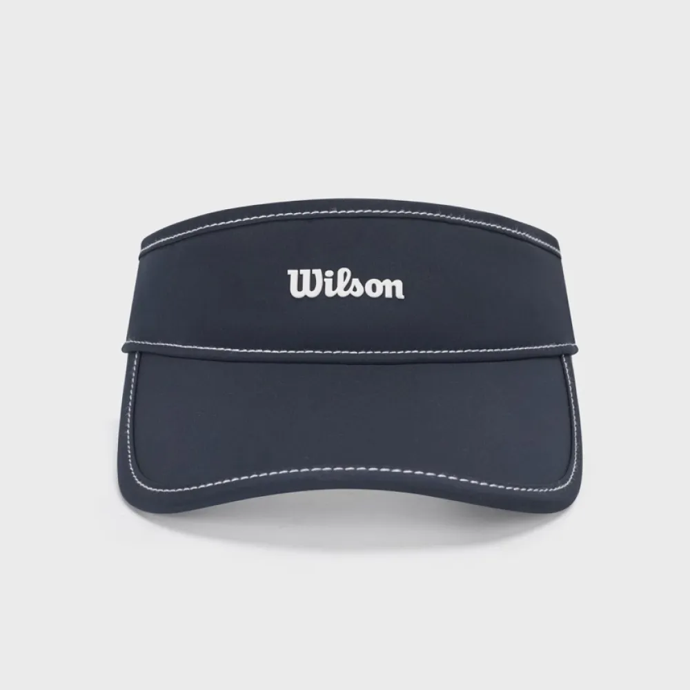 【WILSON】Court Sweatband Visor  中性 配件 中空帽 海軍藍 WA00080U001001