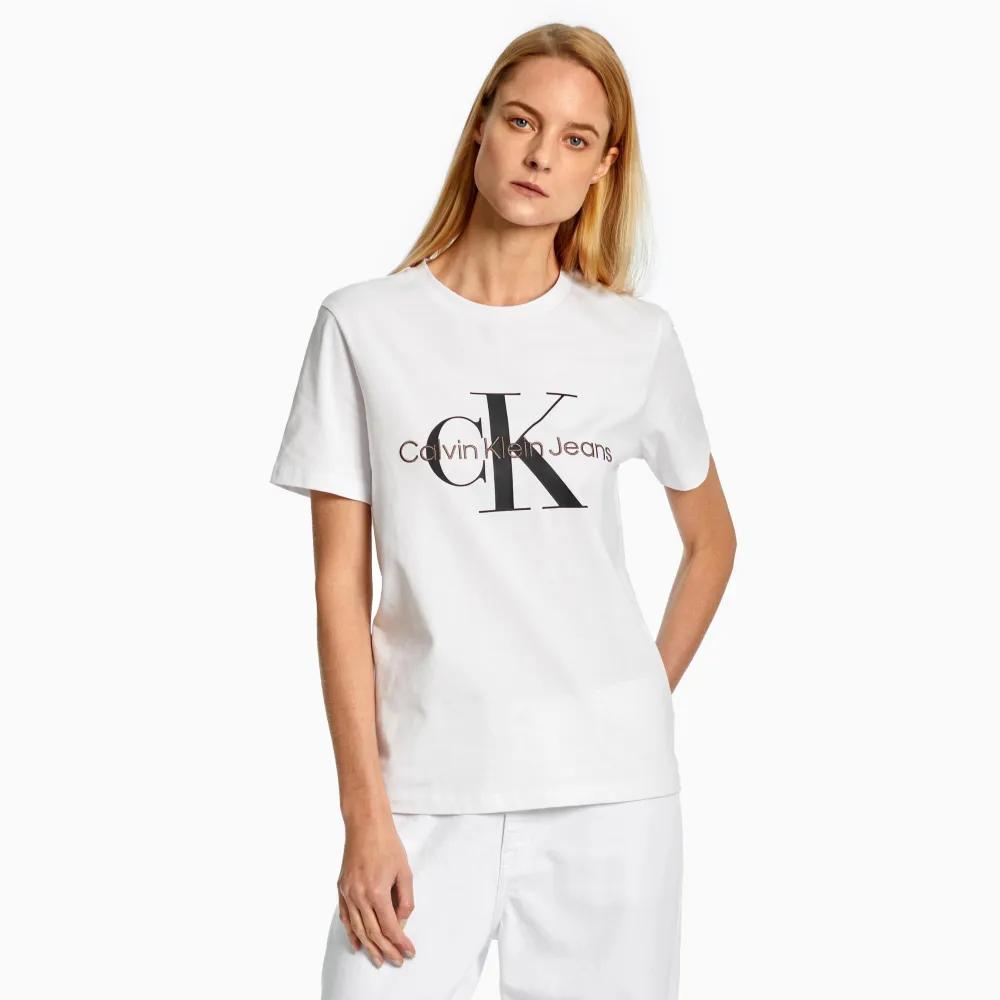 【CALVIN KLEIN】官方旗艦館 CK 有機棉 Monogram 上衣_白色