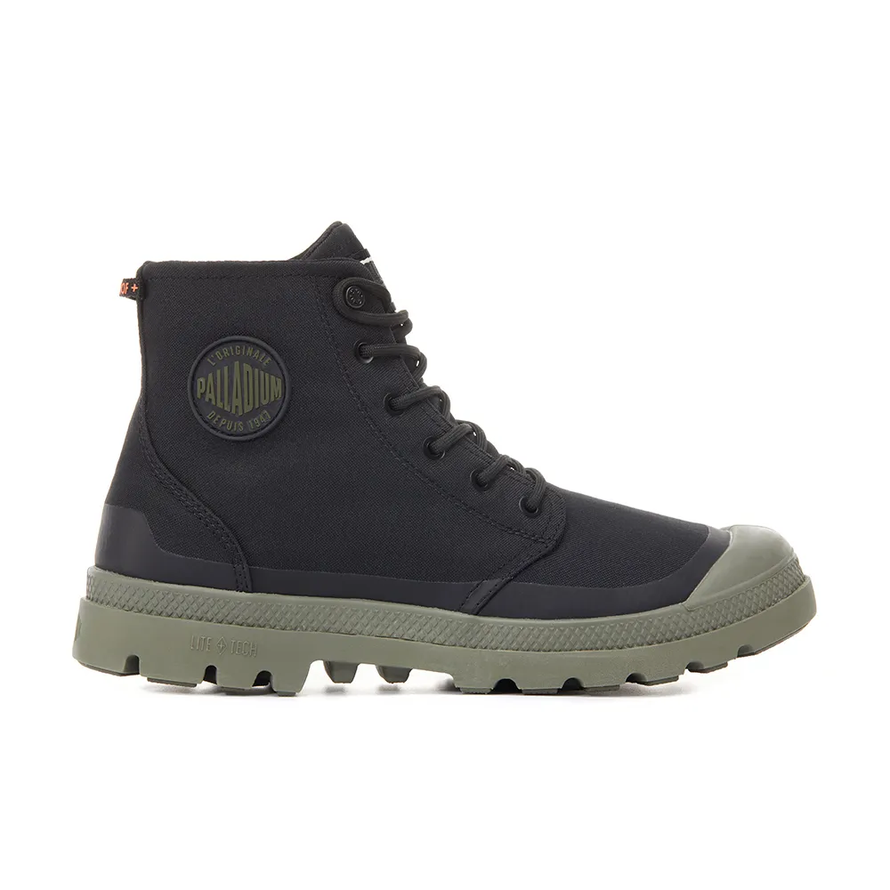【Palladium】PAMPA RCYCL LITE+WP+ ZIP再生科技輕量拉鍊橘標防水靴-中性-黑/墨綠(74066-008)