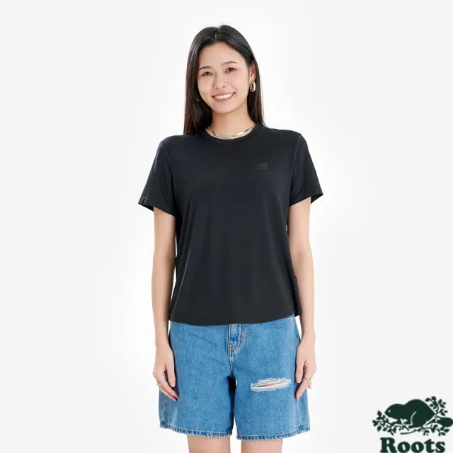 【Roots】RENEW KNIT CLASSIC 短袖上衣 (黑色)