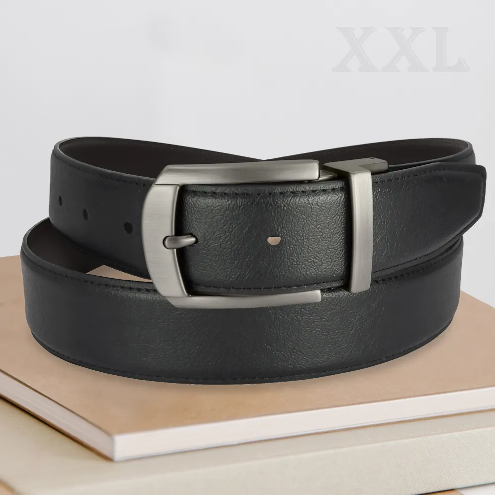 【CH-BELT 銓丞皮帶】加大腰加長XXL 針扣夾座 男休閒皮帶腰帶(黑/咖XXL)