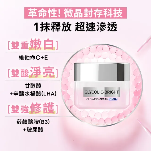 【L’OREAL Paris 巴黎萊雅】淨亮白激光微晶水凝霜50ml_2入組