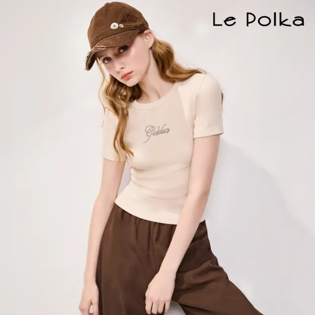 【Le Polka】燙鑽字母合身上衣-2色-女