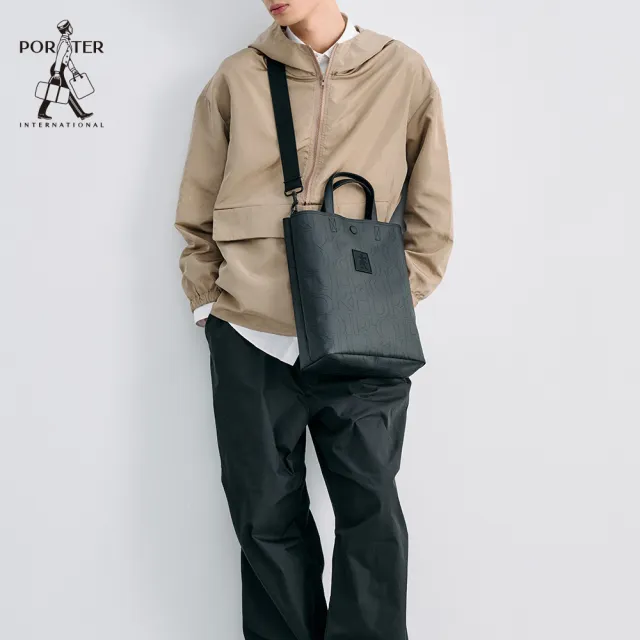 【PORTER INTERNATIONAL】雷雕新韻RENEW托特包-M(黑)