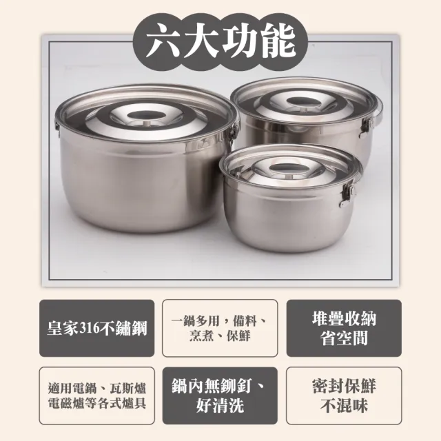 【MASIONS 美心】維多利亞 Victoria 皇家316不鏽鋼調理鍋(3入組 台灣製造)