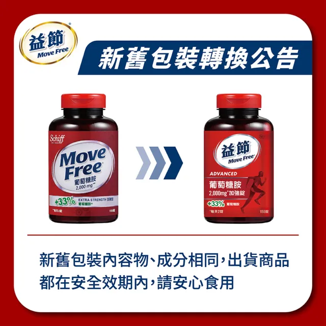 【Move Free 益節】葡萄糖胺錠4瓶(共600錠 葡萄糖胺/葡萄糖胺液/關鍵/保健)