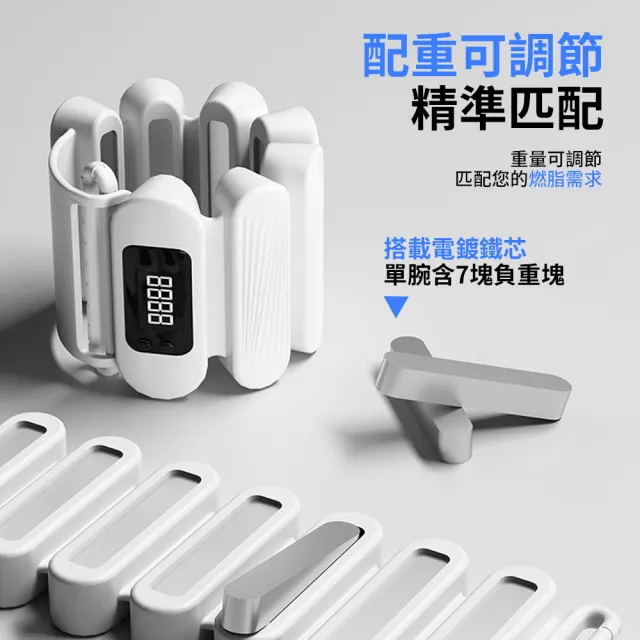 【QMVF】智能計時可調式健身負重沙包 一對裝 瑜珈運動負重手環 重量訓練手環 綁腿/綁手沙袋 復建沙包 鉛塊