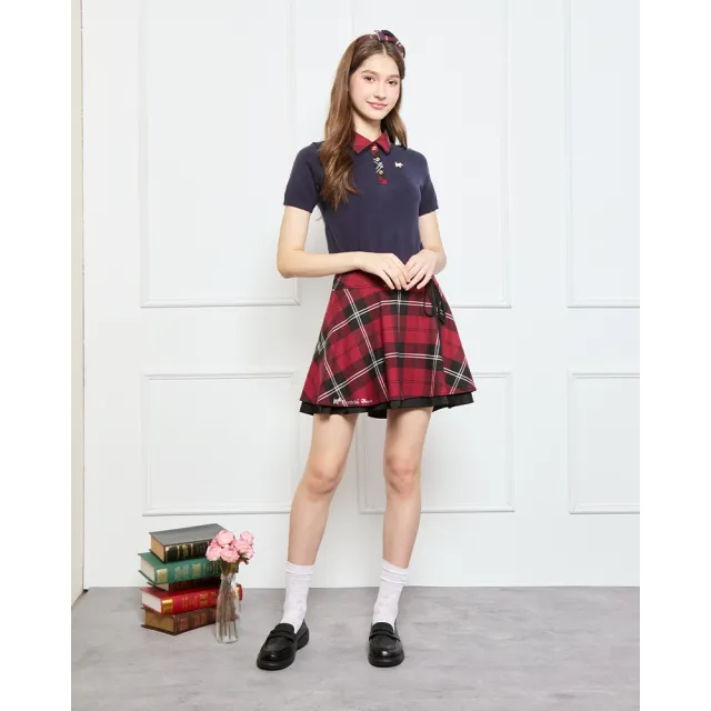 【SCOTTISH HOUSE】格布蕾絲領短袖針織-卡其/丈青 CJYB1428