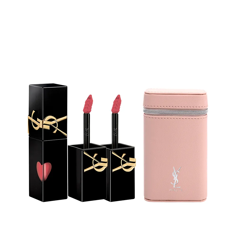 【YSL】官方直營 奢華鎖心光唇釉2入組(奢華印記鎖心光唇釉/任選/新色上市)