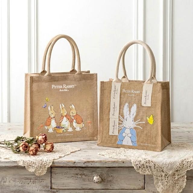 【PETER RABBIT 比得兔】質感麻布手提袋-兩款任選(購物袋/環保袋/手提包/午餐袋)