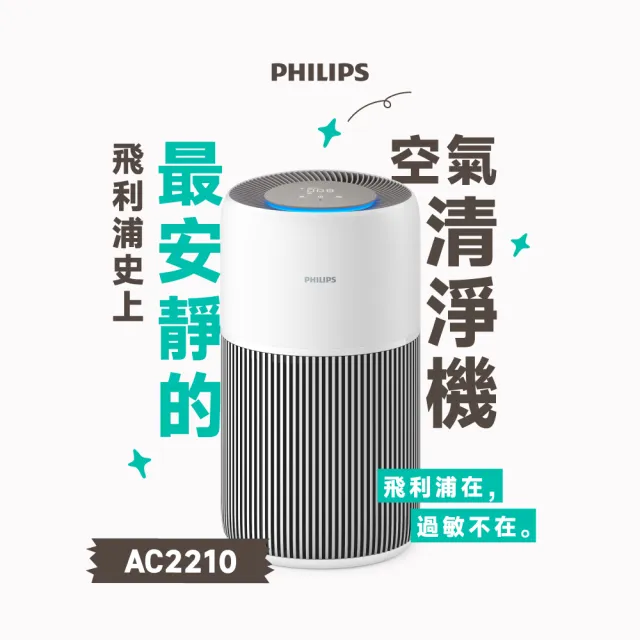 【Philips 飛利浦】2026年度新機！抗敏奈米級空氣清淨機★適用13-16坪(AC2210/80)