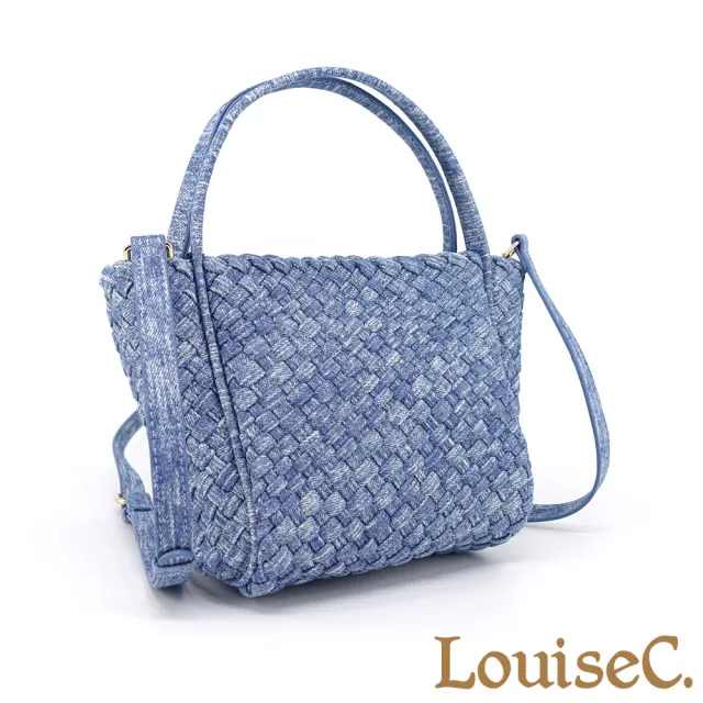 【LouiseC.】雙11 Tree House 丹寧牛仔布 可拆式子母包 刷白手工編織 托特TOTE 手提斜背小包 2色 CC2428-09