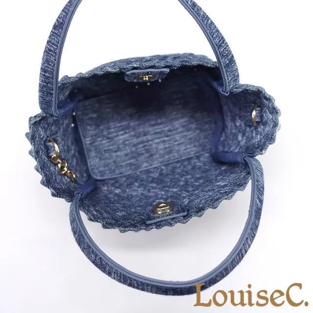 【LouiseC.】雙11 Tree House 丹寧牛仔布 可拆式子母包 刷白手工編織 托特TOTE 手提斜背小包 2色 CC2428-09