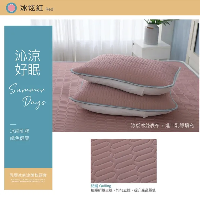【ISHUR 伊舒爾】乳膠冰絲涼蓆枕頭套2入(涼感 冰絲 枕套 多款任選)