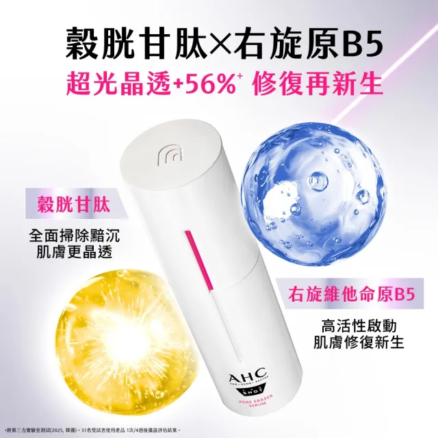 【AHC】醫美科研超光微晶新一代A醇煥膚組_精華30ml+面膜5片(右旋B5/A醇/穀胱甘/縮毛孔/煥膚/微導針粉瓶)