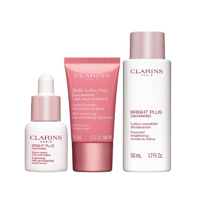 即期品【CLARINS 克蘭詩】睡美人發光體驗組(光感精華7ml+熬夜霜15ml+亮白水精華50ml)