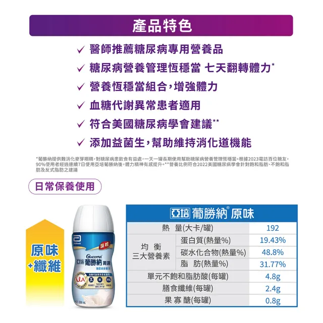 【亞培】任選-葡勝納菁選糖尿病營養品-原味+纖維/香草口味 200ml x24入 x3箱(糖尿病適用)