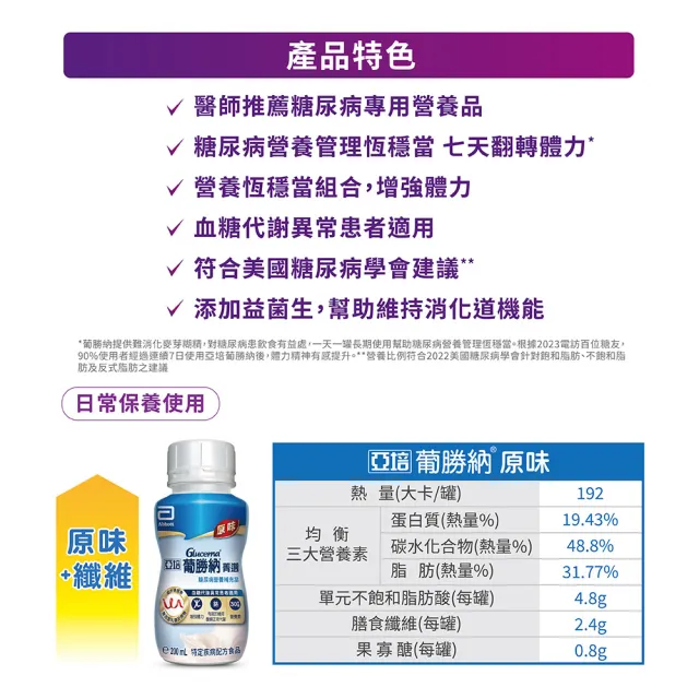 【亞培】任選-葡勝納菁選即飲糖尿病營養品-原味+纖維/香草口味(200mlx24入x5箱)(糖尿病適用)