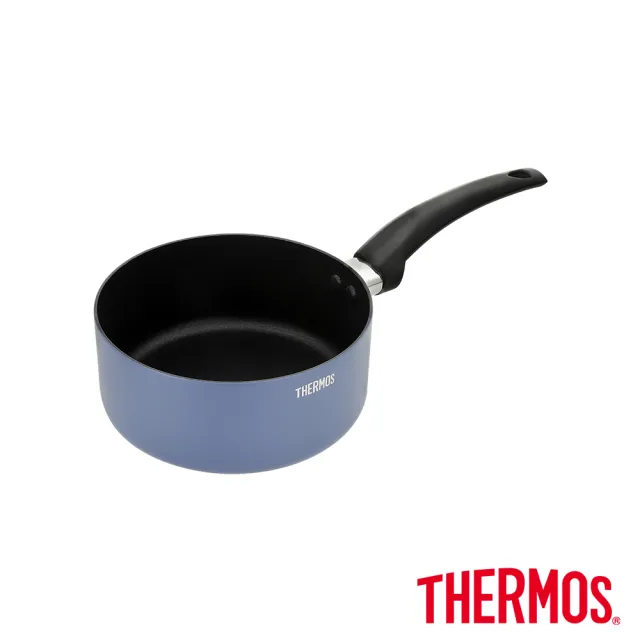 【THERMOS 膳魔師】獨家3入_迷霧星空不沾單柄附蓋炒鍋28cm+雙耳湯鍋24cm+單柄湯鍋18cm(TJP)