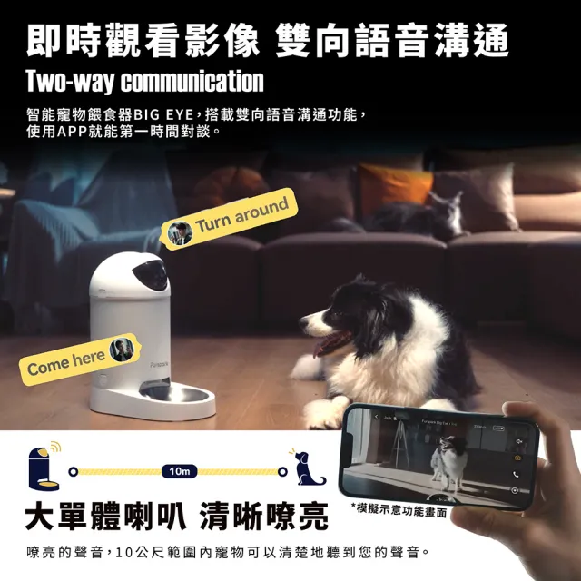 【Furspark】大眼睛 AI仿生智能寵物餵食器 飼料機 餵食機(錄影回放 內含64G記憶卡  AI自動監控 隱私保護)