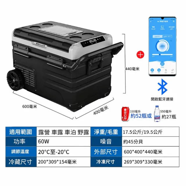 【Alpicool】冰虎 35公升 雙槽雙溫控行動冰箱 車用 露營 壓縮機 冷藏冷凍 拉桿滾輪 TWW35 總代理公司貨