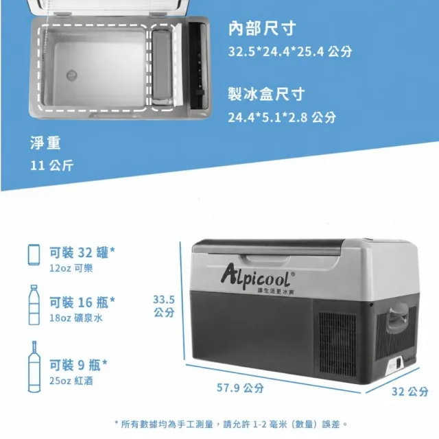 【Alpicool】冰虎 22公升 雙槽行動冰箱 車用移動冰箱 露營 冷藏冷凍 美規強效版壓縮機 G22 總代理公司貨