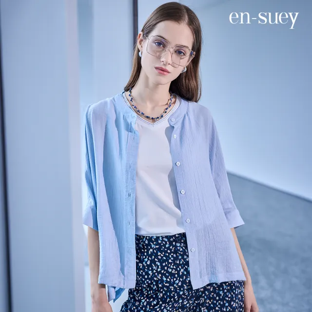 【en-suey 銀穗】EU簡約廓形連袖開襟上衣-女