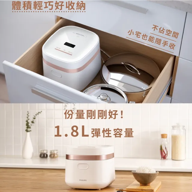 【Philips 飛利浦】鎖香迷你4人份電子鍋_HD3073_小香鍋(兩色任選)