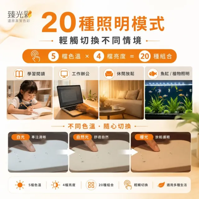 【臻光彩】小太陽護眼LED觸控檯燈.支援無線充電(德國護眼檯燈/抗藍光檯燈/Ra95 / 網美級檯燈)