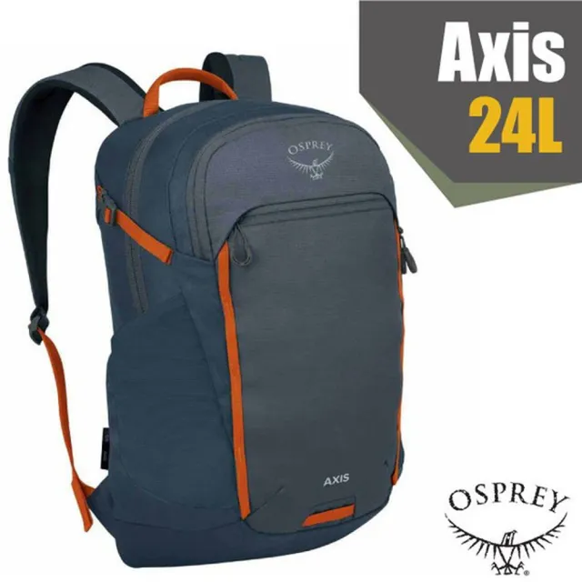 【Osprey】Axis 24 多孔式耐磨減震透氣日用電腦後 背包24L.雙肩書包/平板電腦 鎢鋼灰/藍 R