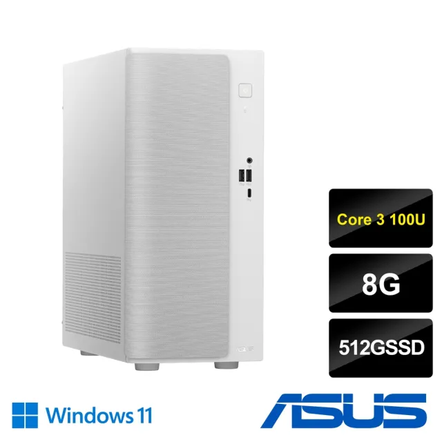 【ASUS 華碩】Core3六核文書電腦(Core3-100U/8G/512G SSD/W11/H-V501MV-03100U026WA/白)