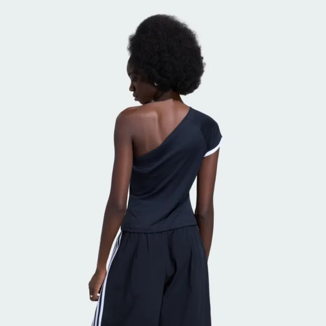 【adidas 愛迪達】Offshoulder Tee 女 運動上衣 休閒短袖 黑 斜肩短袖上衣 露肩(KY5180)