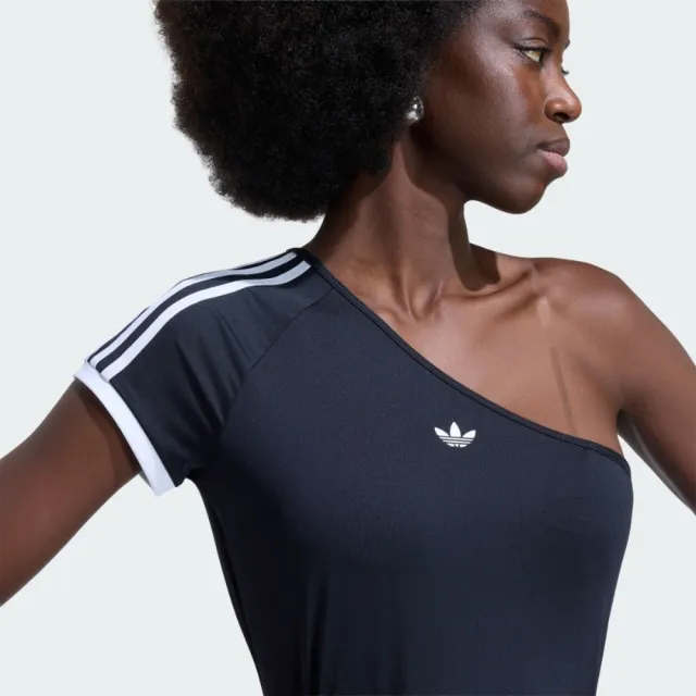 【adidas 愛迪達】Offshoulder Tee 女 運動上衣 休閒短袖 黑 斜肩短袖上衣 露肩(KY5180)