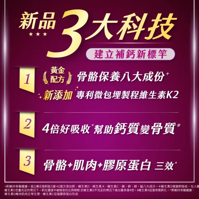 【挺立】樂活高鈣強力錠+K2配方 3盒組(95錠/盒-鍾欣凌推薦 升級配方 新添加維生素K2)