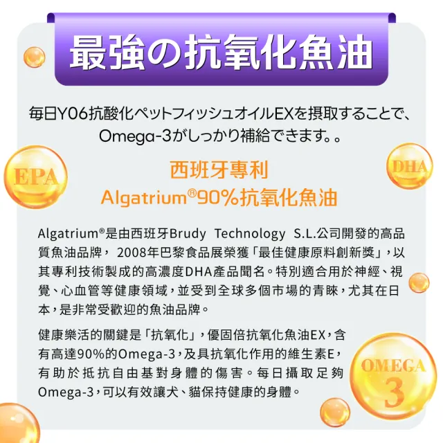 【Yakupet 優固倍】Y06抗氧化寵物魚油EX 1盒組30包 (狗貓魚油、狗貓皮膚保健 無腥味90%Omega-3、維生素E)
