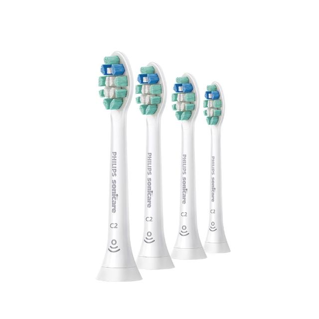 【Philips 飛利浦】HX9024 Sonicare C2智能牙菌斑清除刷頭4入組-白(7天亮白/原廠正品/官方直營)