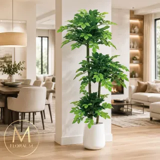 【Floral M】居家超人氣滿滿幸福樹150cm大型仿真植栽(贈花盆)(仿真樹/免澆水/室內佈置/居家裝飾/店面擺設)