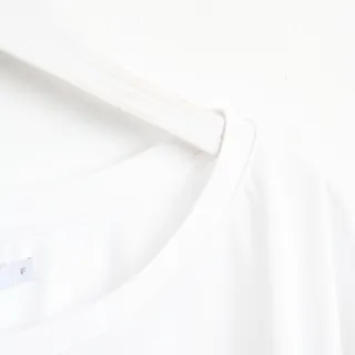 【SOMETHING】女裝 挖洞設計寬版垂墜短袖T恤(白色)