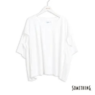 【SOMETHING】女裝 挖洞設計寬版垂墜短袖T恤(白色)