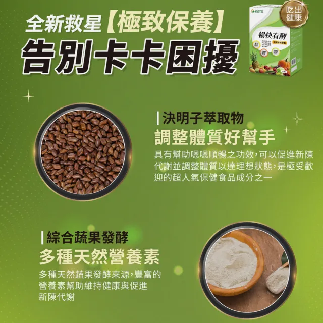 【YM BIOMED 陽明生醫】暢快有酵(60粒/盒 幫助消化 調整體質 順暢清爽 綜合蔬果發酵 決明子萃取物)