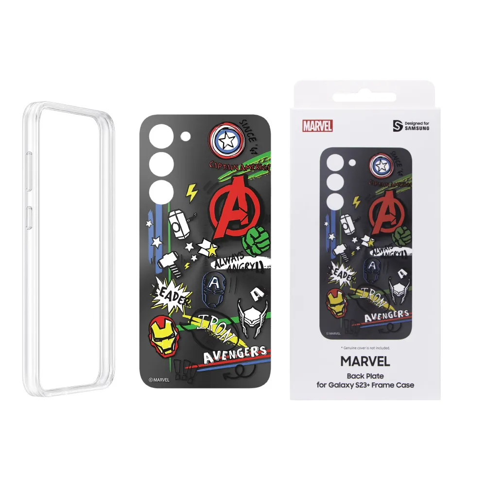 【Samsung 三星】原廠公司貨 Marvel 聯名背板 for Galaxy S23+ 邊框背蓋兩用保護殼 (盒裝)