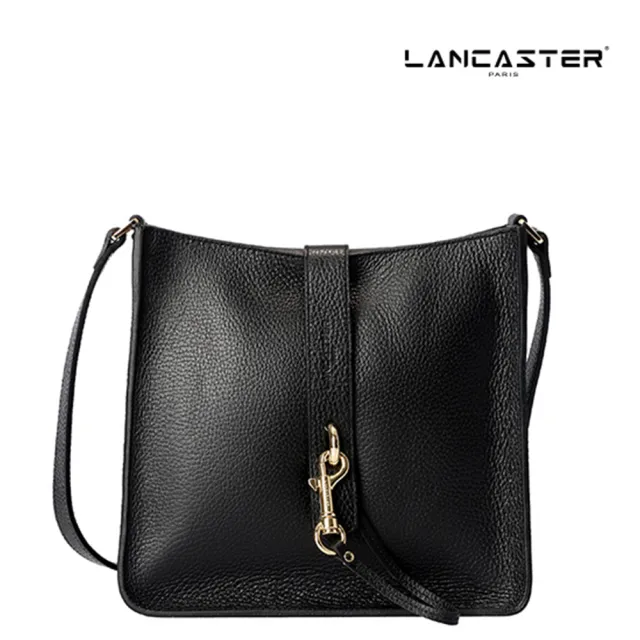 法國製LANCASTER粒面牛皮鉤扣斜背包