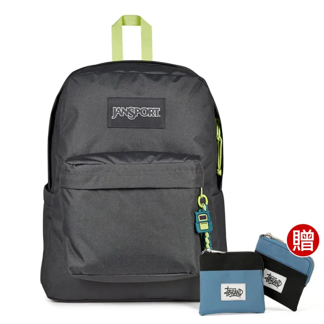 【JANSPORT】SUPERBREAK PLUS CHARMED 校園系列限量吊飾款後背包(煙燻灰)