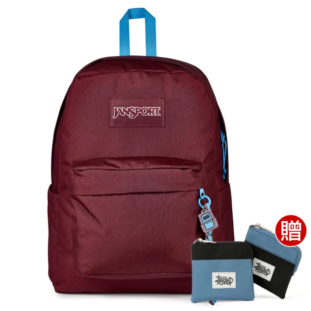 【JANSPORT】SUPERBREAK PLUS CHARMED 校園系列限量吊飾款後背包(櫻桃紅)